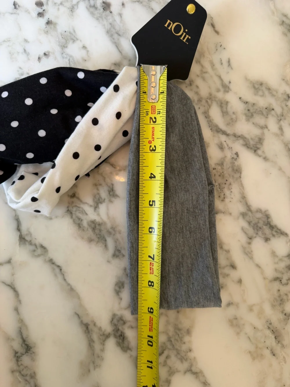 NWT nOir Set of 3 Wide Stretch Headbands Gray Black White Polka Dot Headwraps
